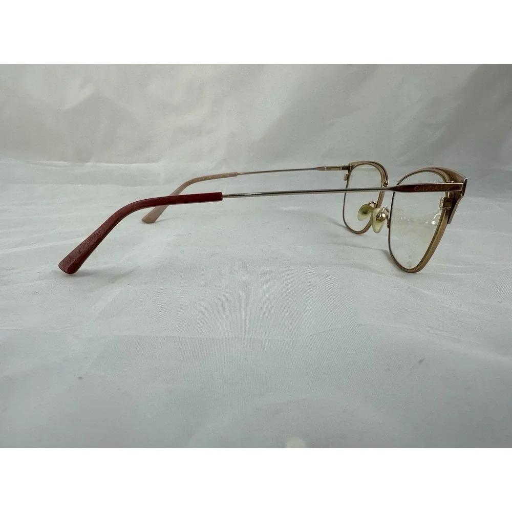 Calvin Klein Eyeglasses Frames Red Cat Eye Rose Gold Tone 52-15-135 CK18108 600